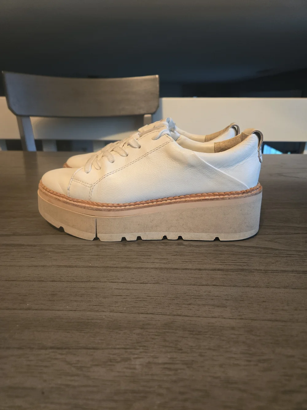Dolce Vita Cream White Platform Lace-Up Sneakers